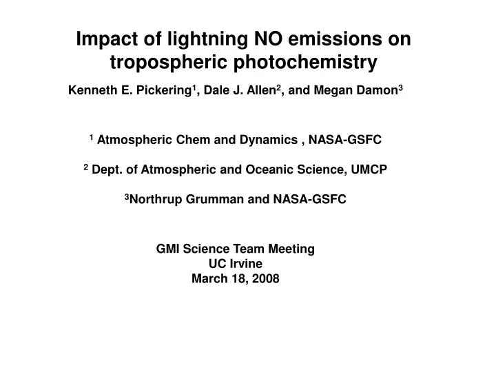 impact of lightning no emissions on tropospheric photochemistry