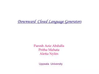 Downward Closed Language Generators