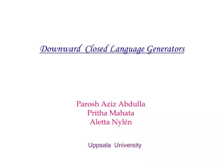 downward closed language generators