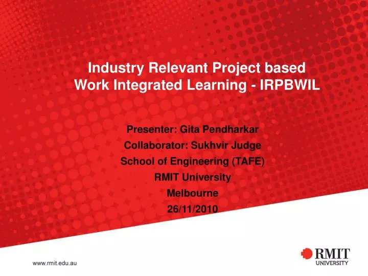 industry relevant project based work integrated learning irpbwil