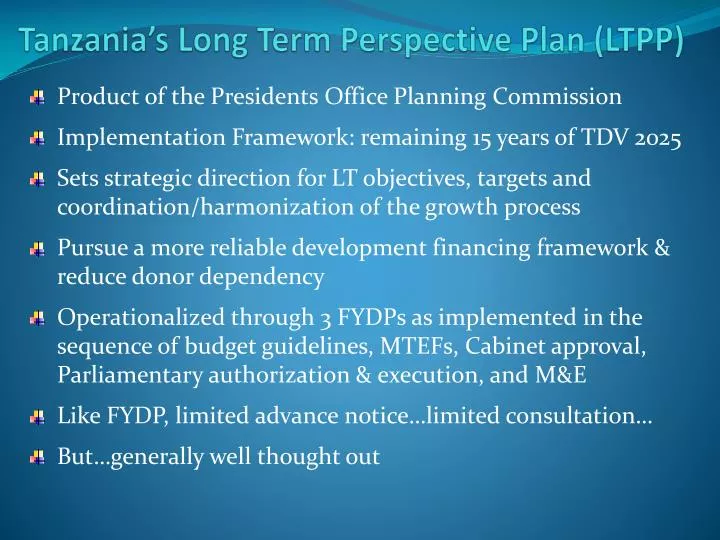 tanzania s long term perspective plan ltpp