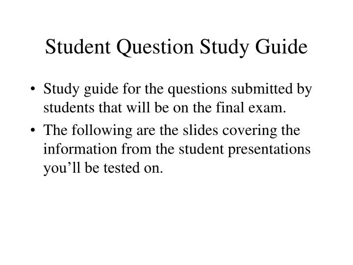 student question study guide