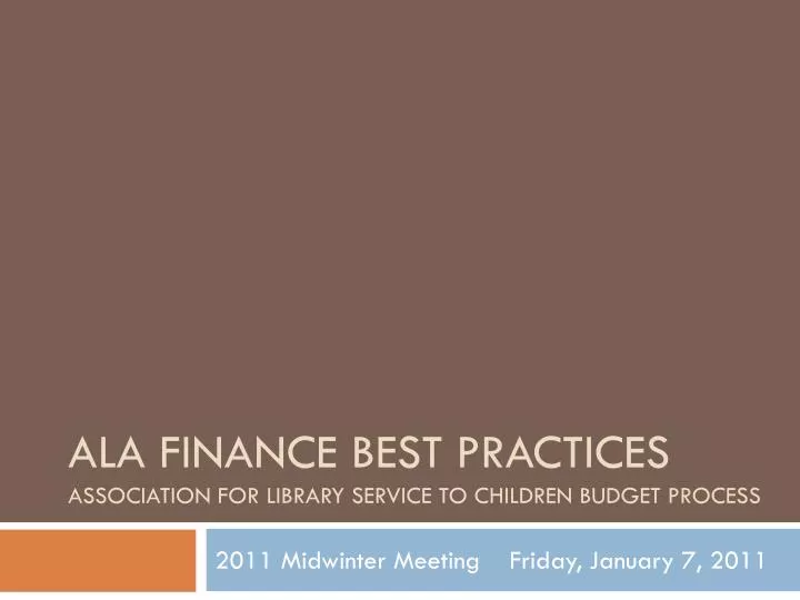 ala finance best practices association for library service to children budget process