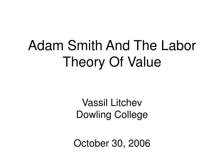 adam smith and the labor theory of value
