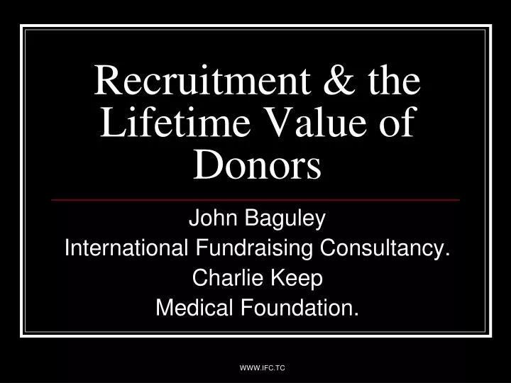 recruitment the lifetime value of donors