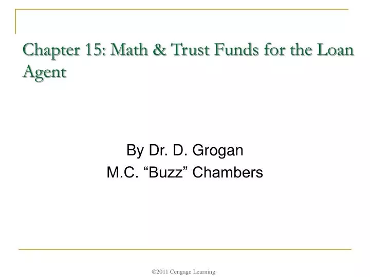 chapter 15 math trust funds for the loan agent