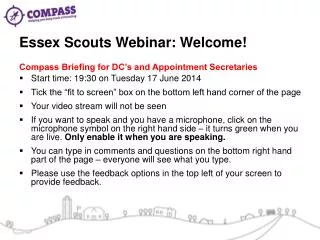 Essex Scouts Webinar : Welcome!