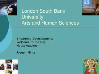 London South Bank University Arts and Human Sciences