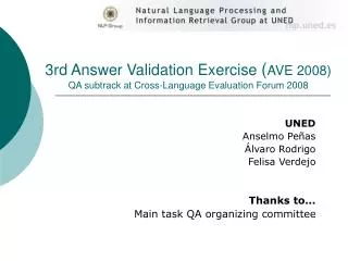 3rd Answer Validation Exercise ( AVE 2008) QA subtrack at Cross-Language Evaluation Forum 2008