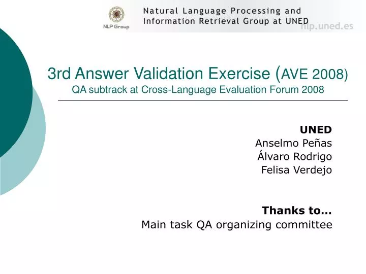 3rd answer validation exercise ave 2008 qa subtrack at cross language evaluation forum 2008