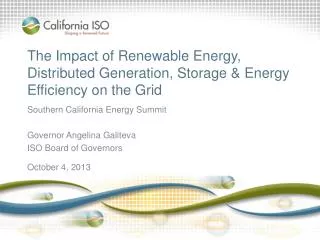 The Impact of Renewable Energy, Distributed Generation, Storage &amp; Energy Efficiency on the Grid