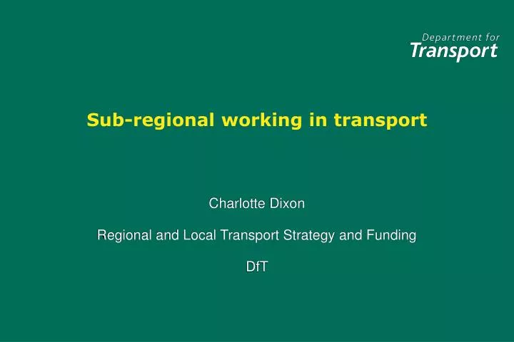 sub regional working in transport