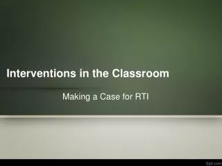 Interventions in the Classroom