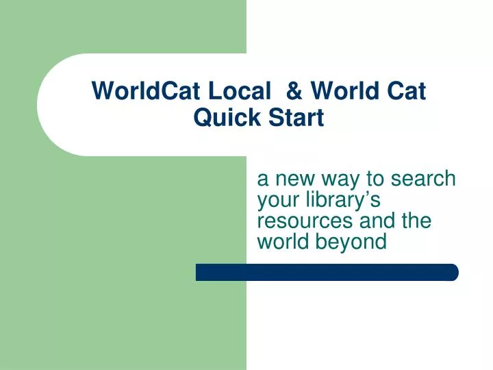 worldcat local world cat quick start