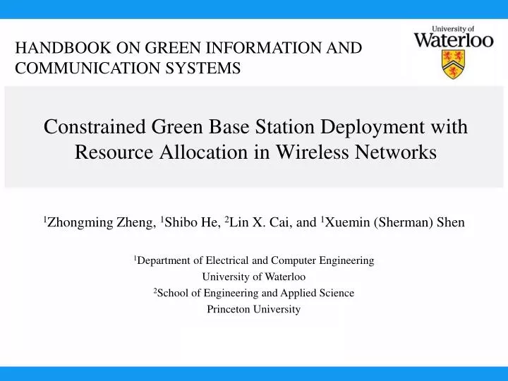 constrained green base station deployment with resource allocation in wireless networks