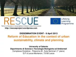 DISSEMINATION EVENT - 9 April 2013