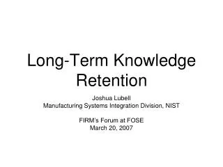 Long-Term Knowledge Retention