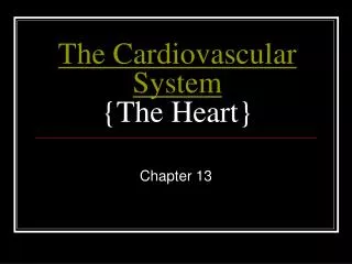 The Cardiovascular System {The Heart}