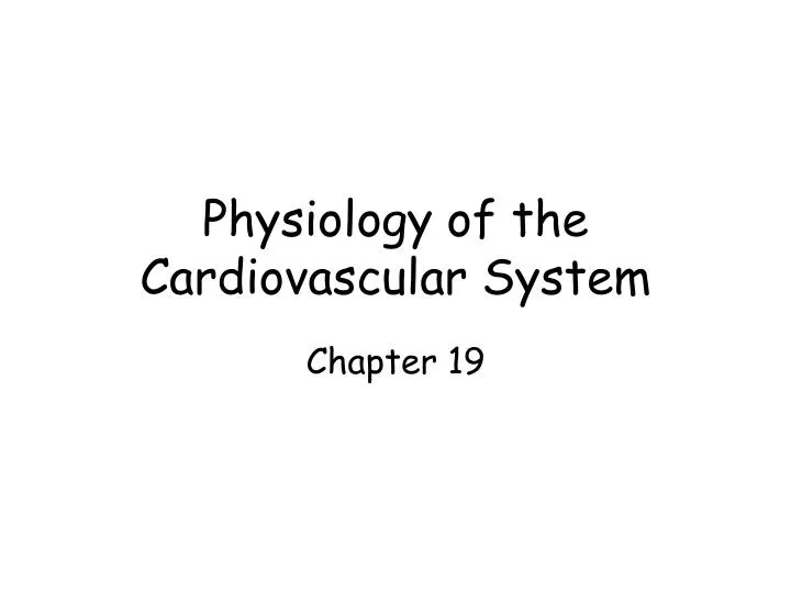 physiology of the cardiovascular system