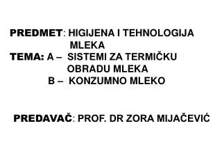 predava prof dr zora mija evi