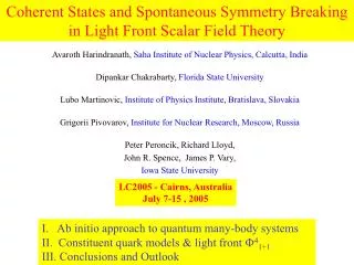 Coherent States and Spontaneous Symmetry Breaking in Light Front Scalar Field Theory
