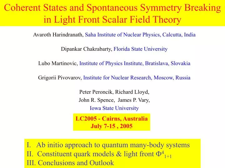 coherent states and spontaneous symmetry breaking in light front scalar field theory
