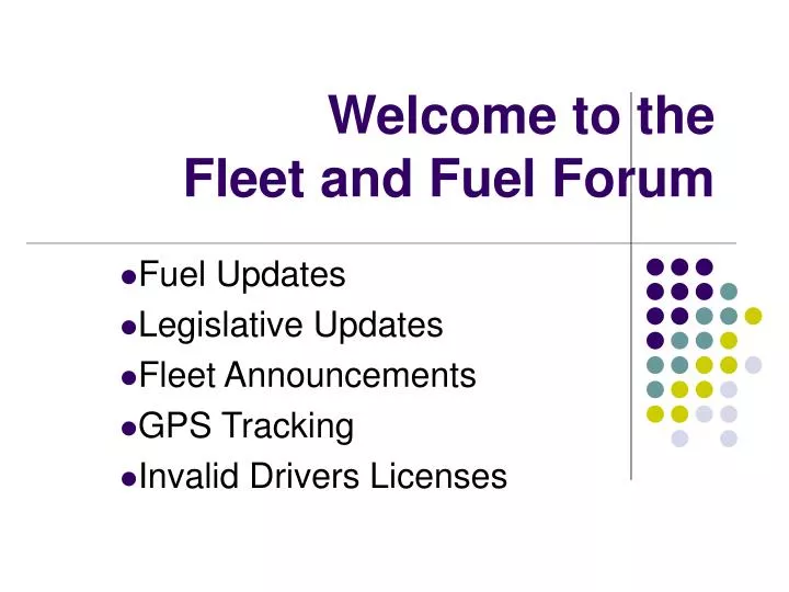 welcome to the fleet and fuel forum