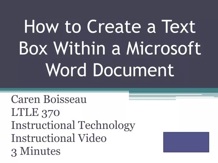 how to create a text box w ithin a microsoft word document