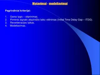 matavimai modeliavimai