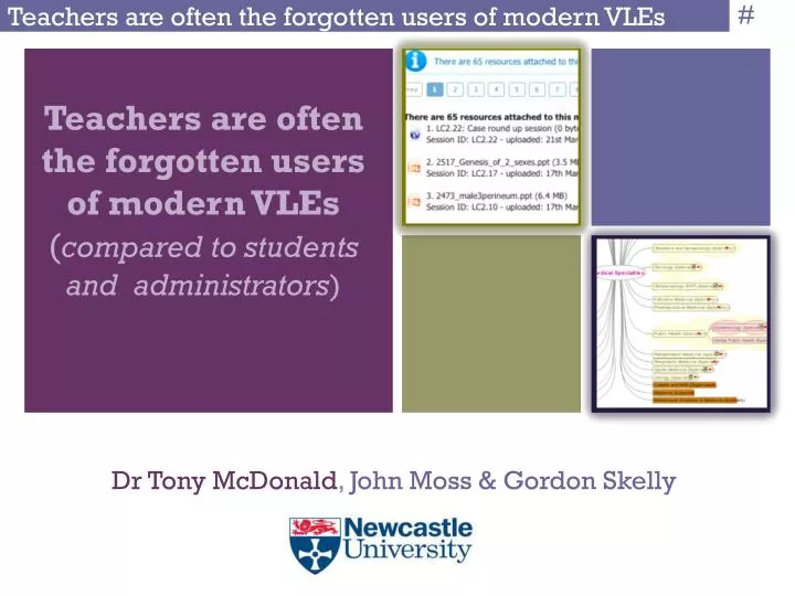 teachers are often the forgotten users of modern vles compared to students and administrators