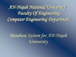 AN-Najah National University Faculty Of Engineering Computer Engineering Department