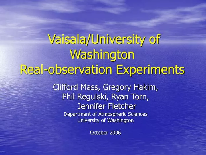 vaisala university of washington real observation experiments