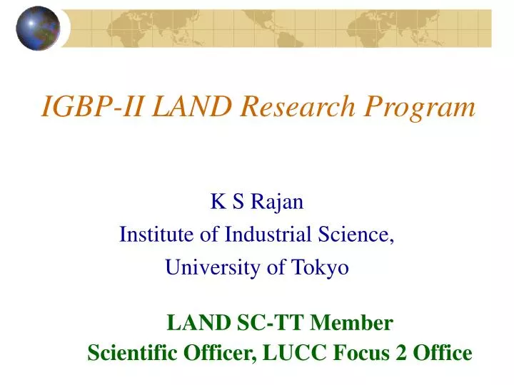 igbp ii land research program