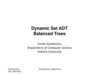 Dynamic Set ADT Balanced Trees