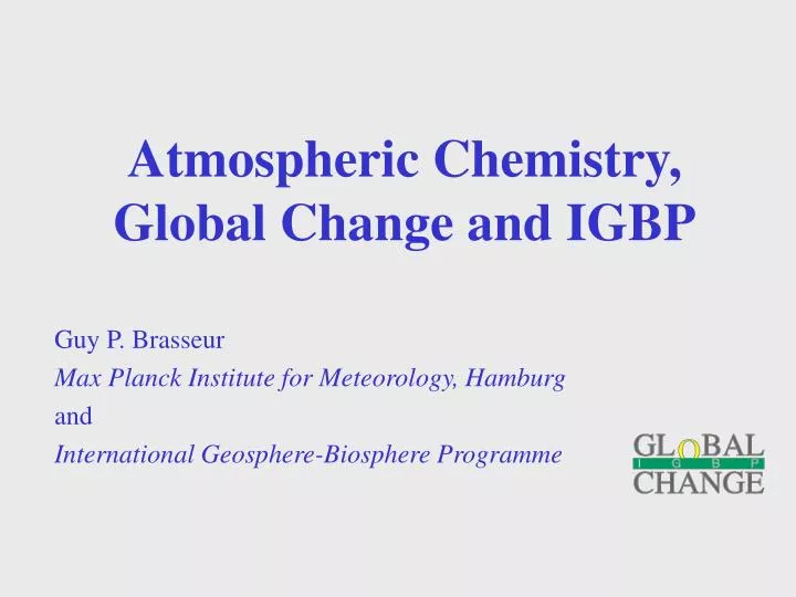 atmospheric chemistry global change and igbp
