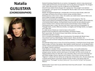 Natalia GUSLISTAYA (CHOREOGRAPHER)