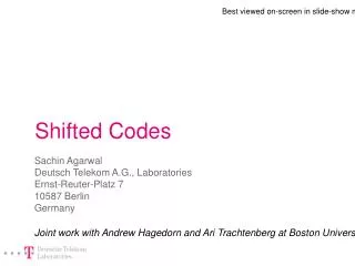 Shifted Codes