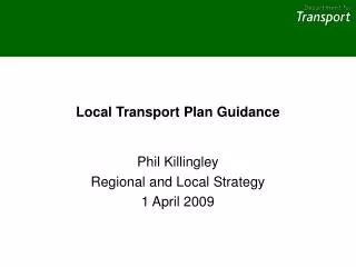 Local Transport Plan Guidance