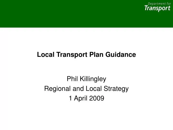 local transport plan guidance