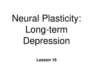 Neural Plasticity: Long-term Depression