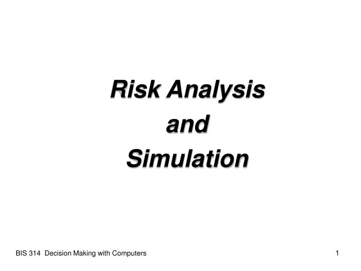 risk analysis and simulation