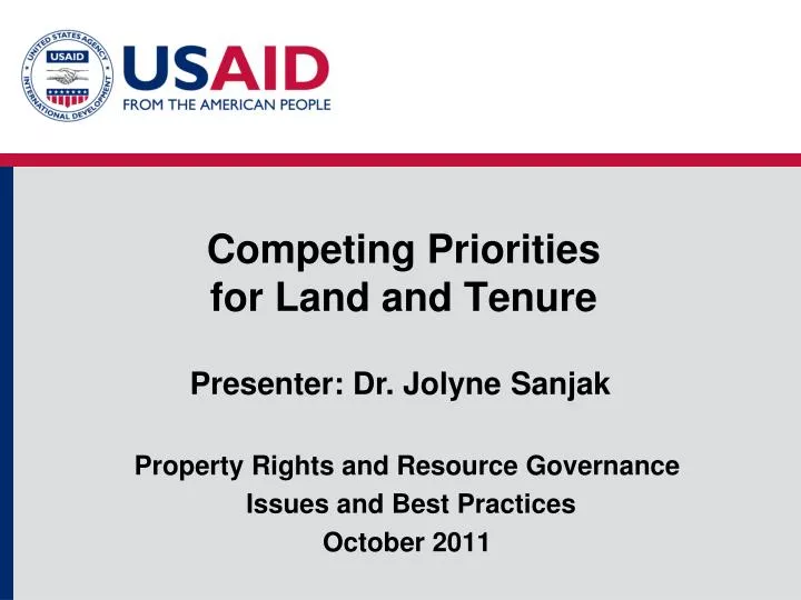 competing priorities for land and tenure