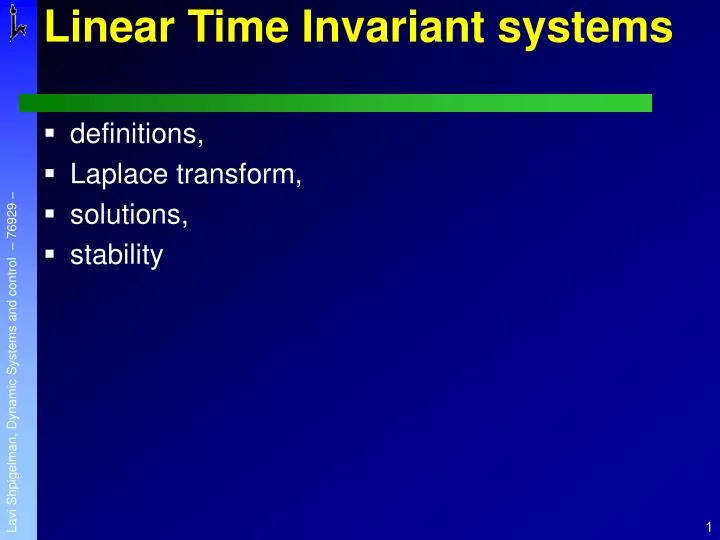 linear time invariant systems