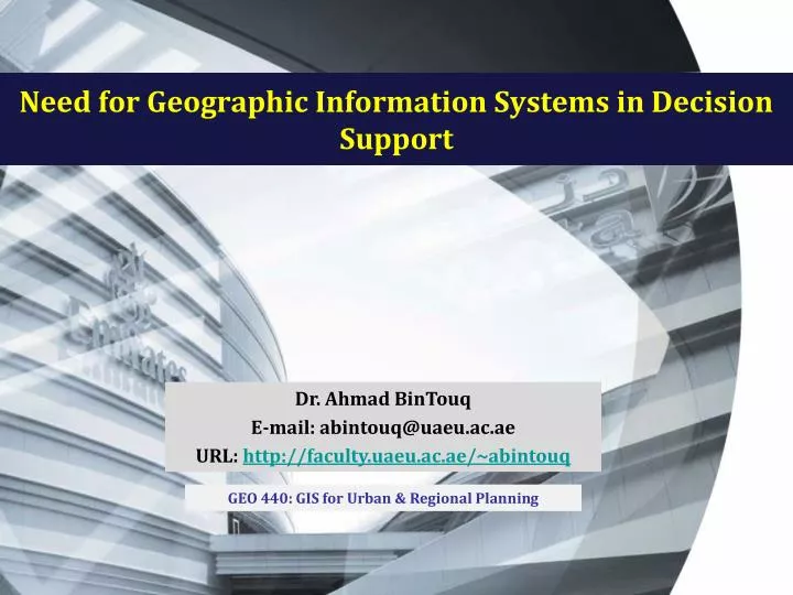 need for geographic information systems in decision support