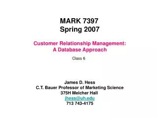 customer relationship management a database approach