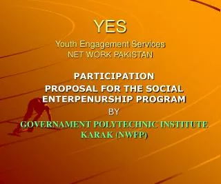 YES Youth Engagement Services NET WORK PAKISTAN