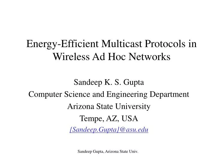 energy efficient multicast protocols in wireless ad hoc networks