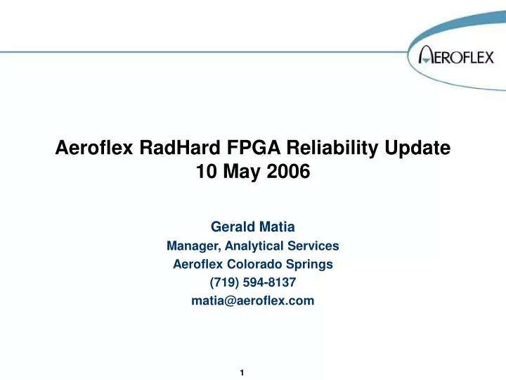 aeroflex radhard fpga reliability update 10 may 2006