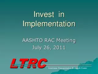 Invest in Implementation