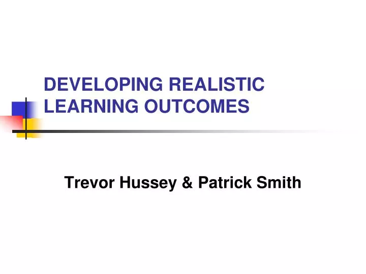 developing realistic learning outcomes